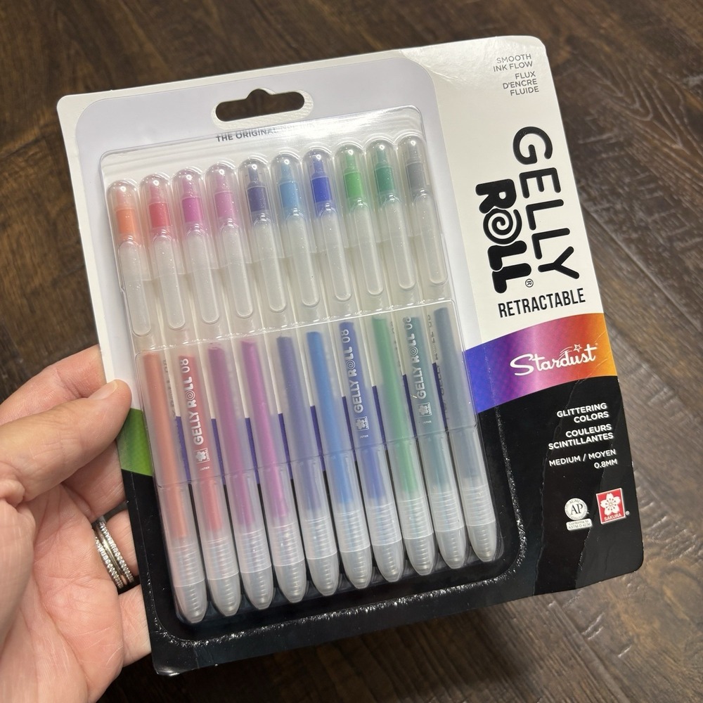 10 Sakura Stardust Glitter Gel Pens Gelly Roll Retractable Medium Point NEW